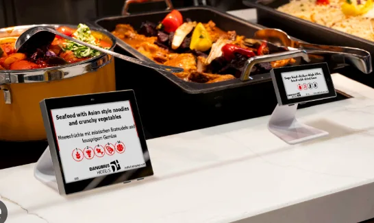Hotel buffet with allergen signage